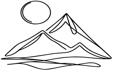 Continuous Line for Mountain View Vector Illustration.