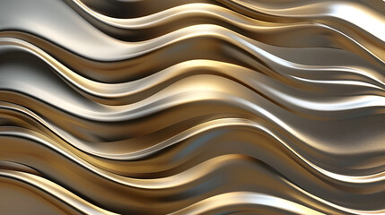 Obraz premium black elegant background with wave gold line modern luxury,Golden foil waves background. Silk fabrick abstract 3d render,Generative AI : gold background metal texture abstract lines decorative card