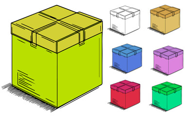 Set of different color boxes