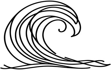 Wave icon in outline style isolated on white background. Surfing symbol stock vector illustration.
