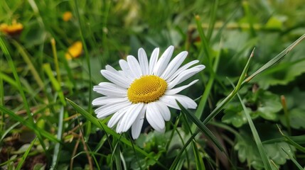 Daisy thriving amidst the summer grass