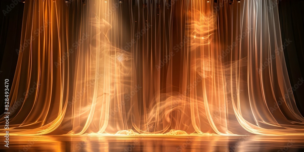 Poster energetic stage with impressive setup and radiant curtains set for a dazzling event. concept event l