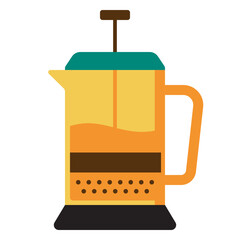 illustration of french press, coffee shop equipment