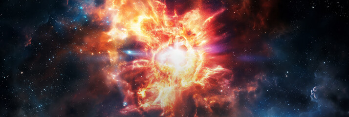 Obraz premium Star exploding in space. Cosmic explosion of a supernova in space.