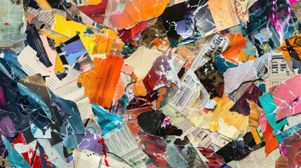 Fototapeta premium Abstract collages created from torn newspapers and magazines.