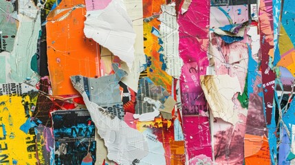 Fototapeta premium Abstract collages created from torn newspapers and magazines.