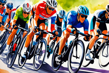 Fototapeta premium biker cycling in paris france olympic