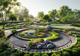 Obraz premium Garden Landscape Design Effect Picture