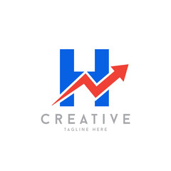letter H with upper arrow logo. financial growth up logo icon design with arrow combined for economy, finance element symbol