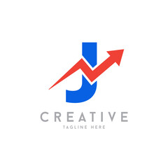 letter J with upper arrow logo. financial growth up logo icon design with arrow combined for economy, finance element symbol