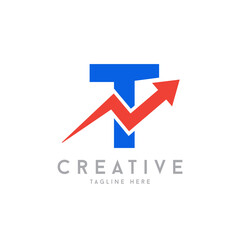 letter T with upper arrow logo. financial growth up logo icon design with arrow combined for economy, finance element symbol