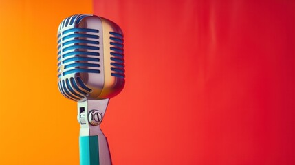 Retro microphone with colorful background beautiful illustrations