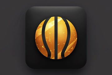 Sports button with basketball ball under transparent glass. Icons for a site or application. 