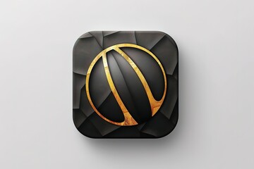 Sports button with basketball ball under transparent glass. Icons for a site or application. 