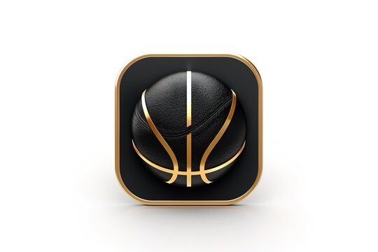 Sports button with basketball ball under transparent glass. Icons for a site or application.