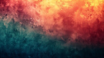 Abstract grainy gradient background noise texture effect summer poster in orange, teal, green and pink