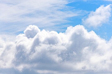 beautiful airy blue sky with cumulus clouds