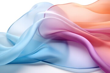 Elegant colorful transparent fabric isolated on white background. elegant and beautiful background