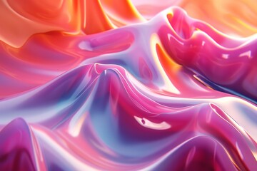 Fototapeta premium A colorful, abstract painting of a wave with a pink and orange hue