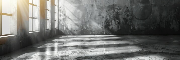 A room devoid of furniture, illuminated by sunlight pouring through a window