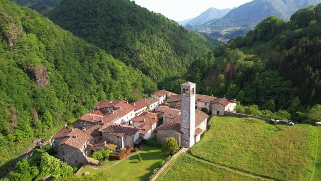 5 Aerial footage of Cornello dei Tasso - enchanting medieval village