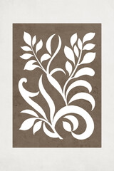 Fashionable illustration in vintage style. Pattern to print for wall decorations. Abstract botanical shapes. Generated by Ai	
