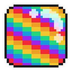 LGBT Pride Rainbow Glossy Round Cube, Pixel Art Icon, Isolated