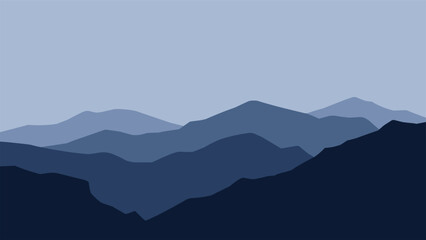 Landscape illustration of mountain ridge scenery