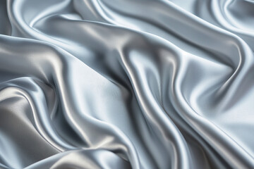 Obraz premium Silver silk satin fabric wave or silk wavy folds 