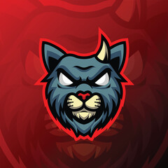 a cat with one horn and red background