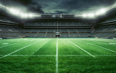Fototapeta premium American football rugby arena stadium competition tournament. Fit game, before match day, USA, sport background