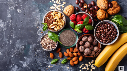 mixture of fruits and nuts close-up on the table