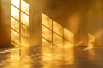 empty room with gold wall and gold floor for product presentation 