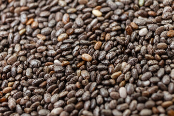 Chia seeds background. Top view. Close-up