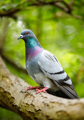 there is a pigeon that is perched on a tree branch