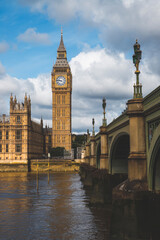 Obraz premium Iconic Big Ben and Westminster Bridge over the Thames River. London, United Kingdom
