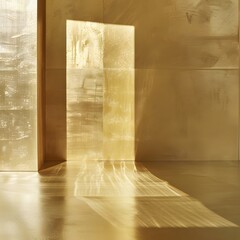 empty room with gold wall and gold floor for product presentation 