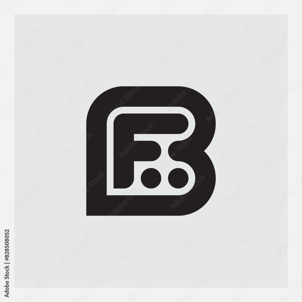 Poster bf - monogram or logo with two dots. vector design element or icon. b and f - initials or logotype.