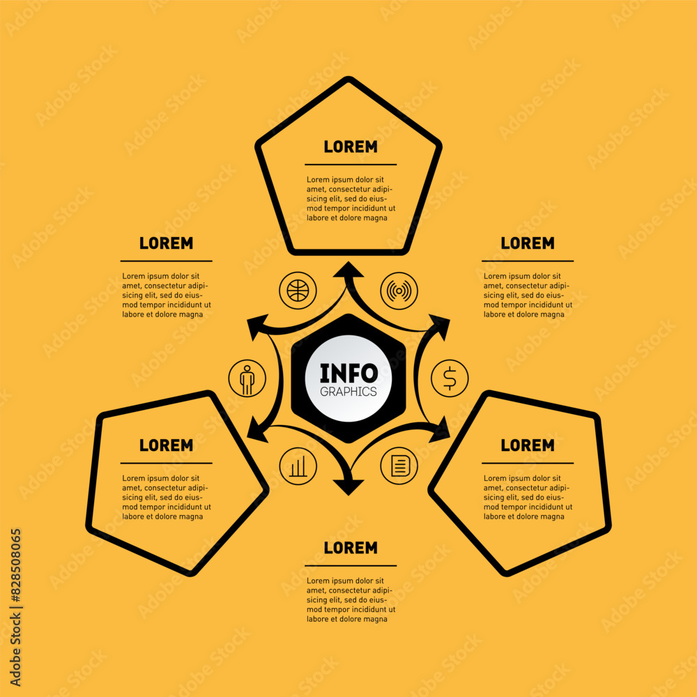 Poster schematic template of info graphic with three parts or processes. infographic of technology cycle or