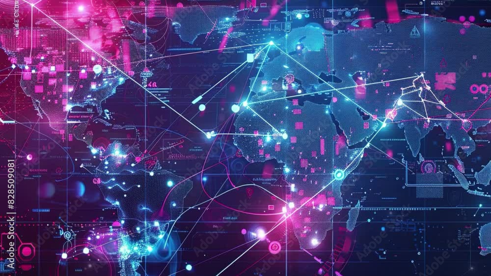Poster social network networking concept design. digital world map with users worldwide connections. commun