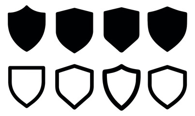 Collection of security shield icons. Protect shield. Design elements for concept of safety and protection. Vector illustration.