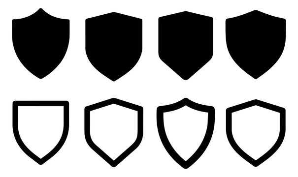 Collection of security shield icons. Protect shield. Design elements for concept of safety and protection. Vector illustration.
