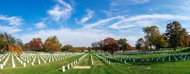 Fall season Panorama at Arlington National Cemetery