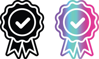 Approval check and quality check vector icon, holographic approval check vector icon