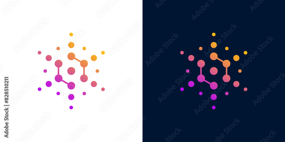 Wall mural dot hexagon logo vector icon network data blockchain digital