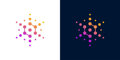 Dot hexagon logo vector icon network data blockchain digital