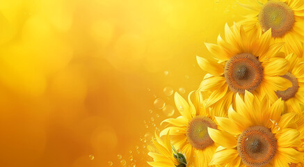 Fototapeta premium sun sunflowers, yellow background