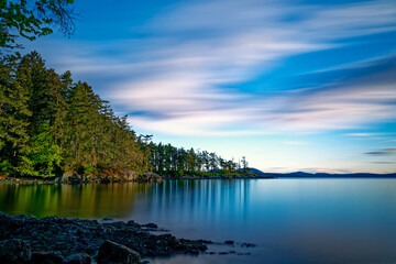 Long exposure seascape at Ruckle Provincial Park, Salt Spring Island, BC Canada
