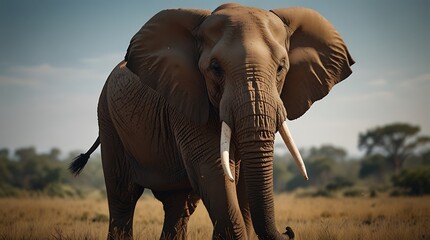 Obraz premium elephant is standing in a grassy field. 