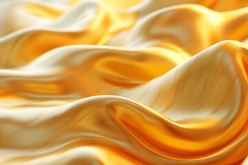 Fototapeta premium Golden yellow silk fabric with waves